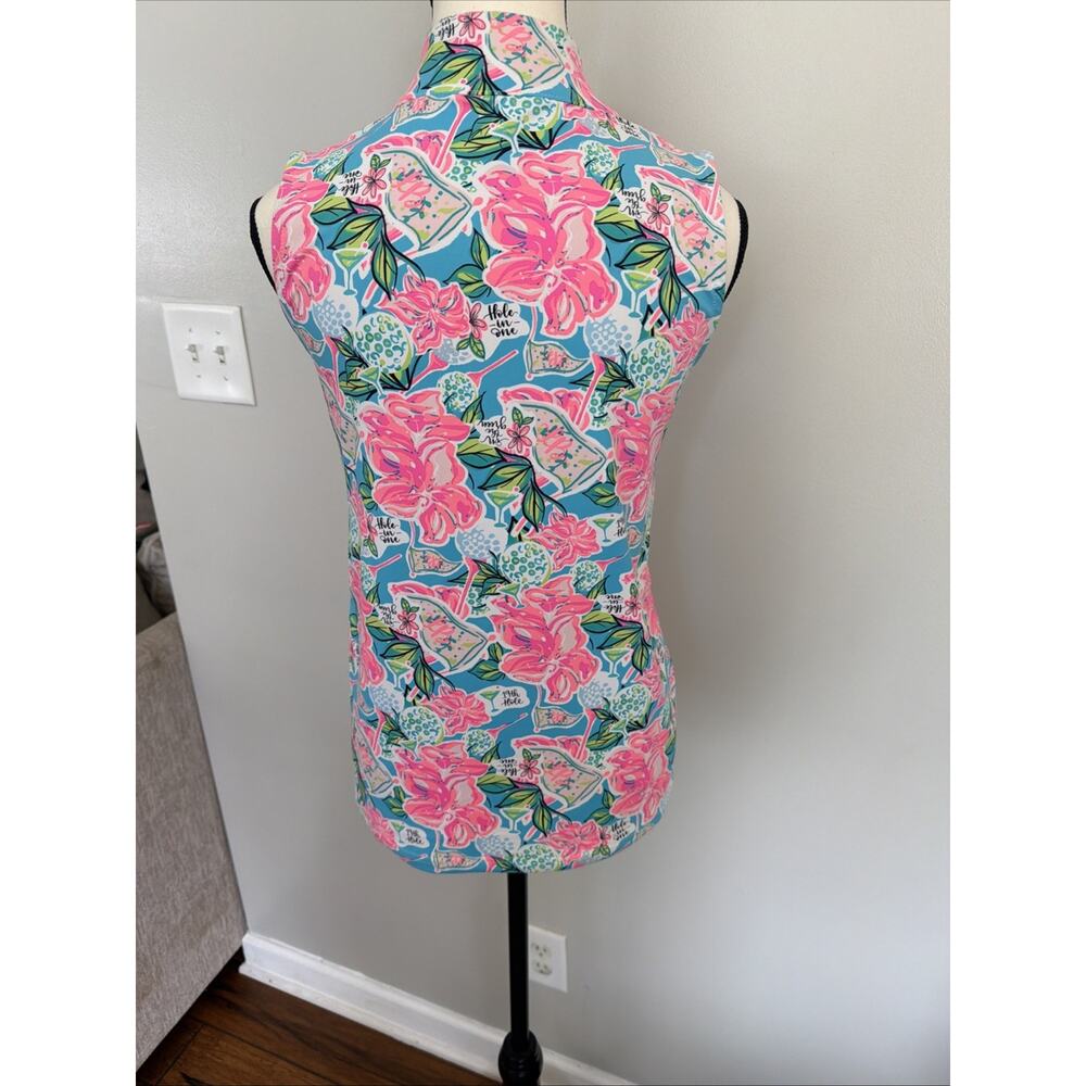 Lulu B 1/4 Zip Top Size Small Multi Topical "Hole in One" "19th Hole" Golf, Sm - Picture 6 of 8